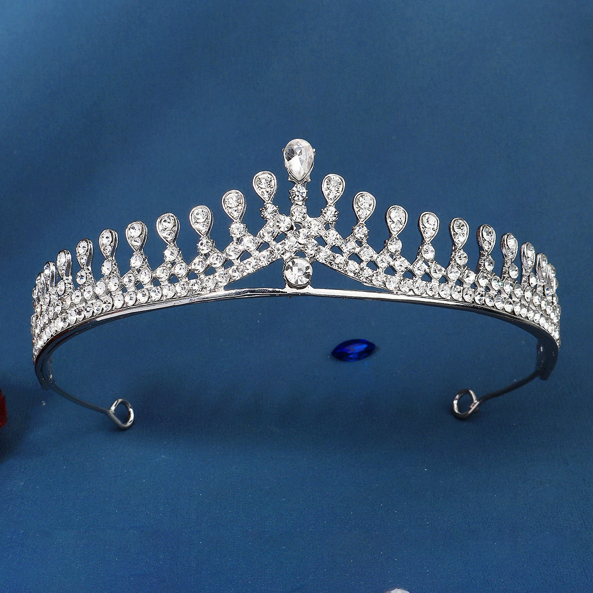 New Bridal Jewelry Alloy Diamond Crown Princess Birthday Party Wedding Accessories Silver Rhinestone Crown 1