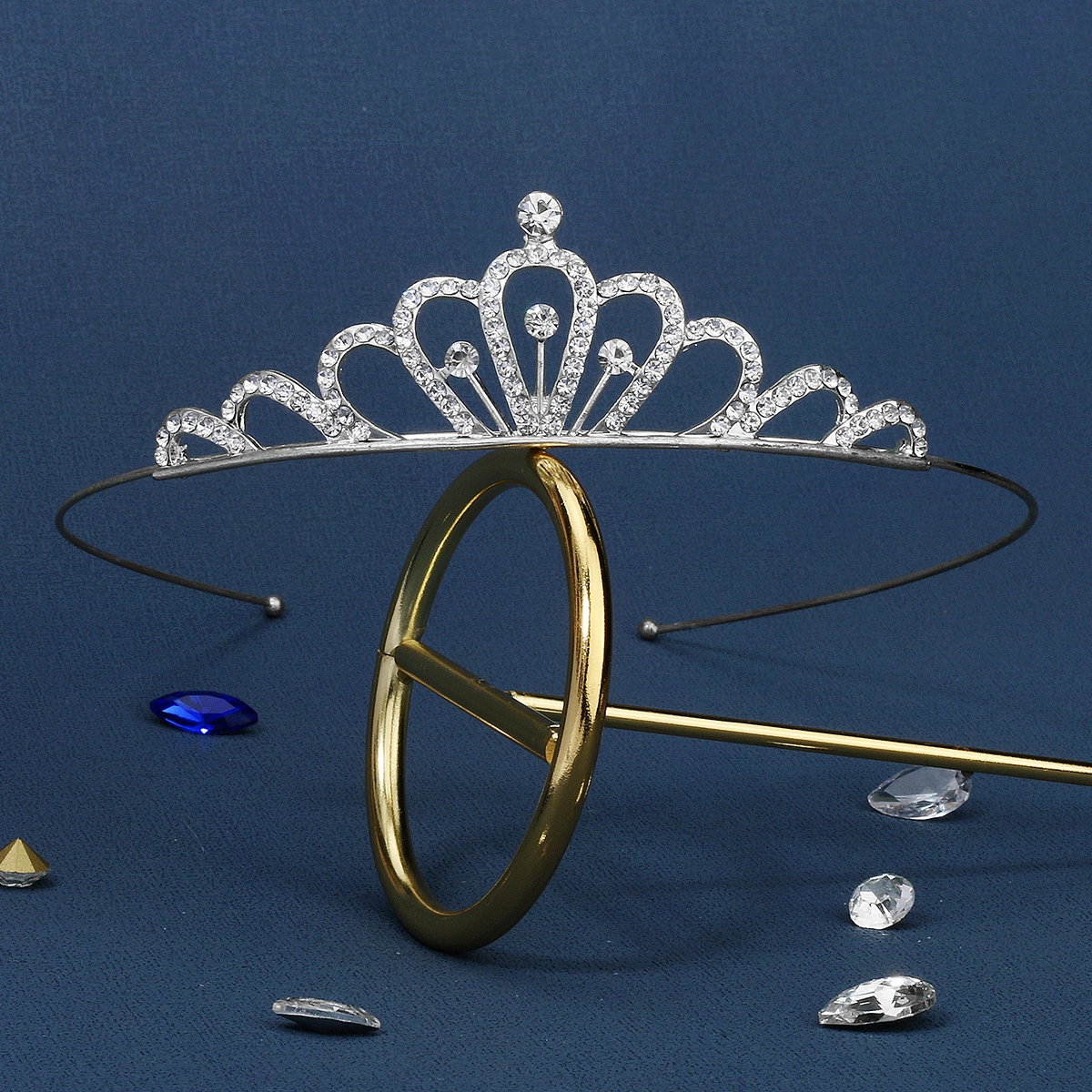 Alloy Rhinestone Kids Tiara Headband Light Luxury Minimalist Birthday Crown 1