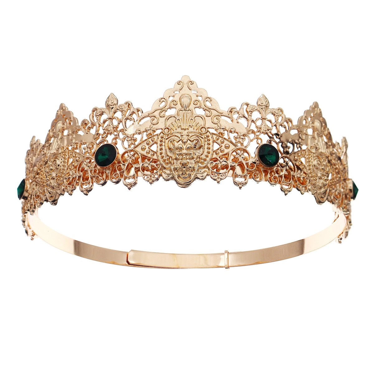 New Adjustable King's Crown Party Dance Baroque Hair Accessories Retro Gemstone Alloy Round Crown 1