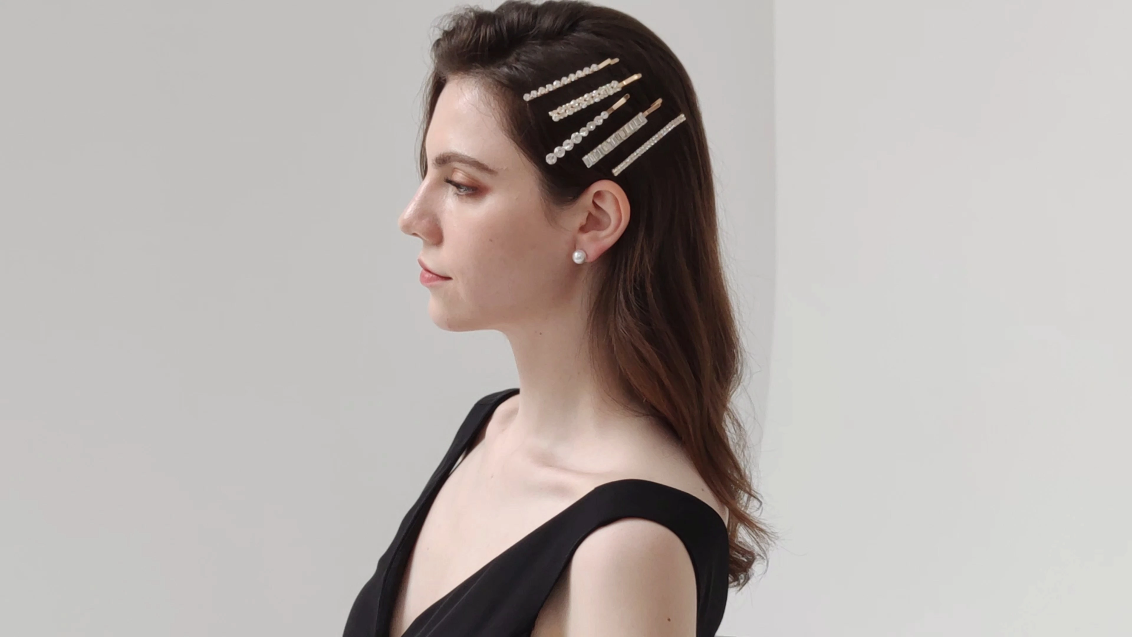 High Quality Luxurious Sweet Geometric Temperament Rhinestone Hair Clip 1