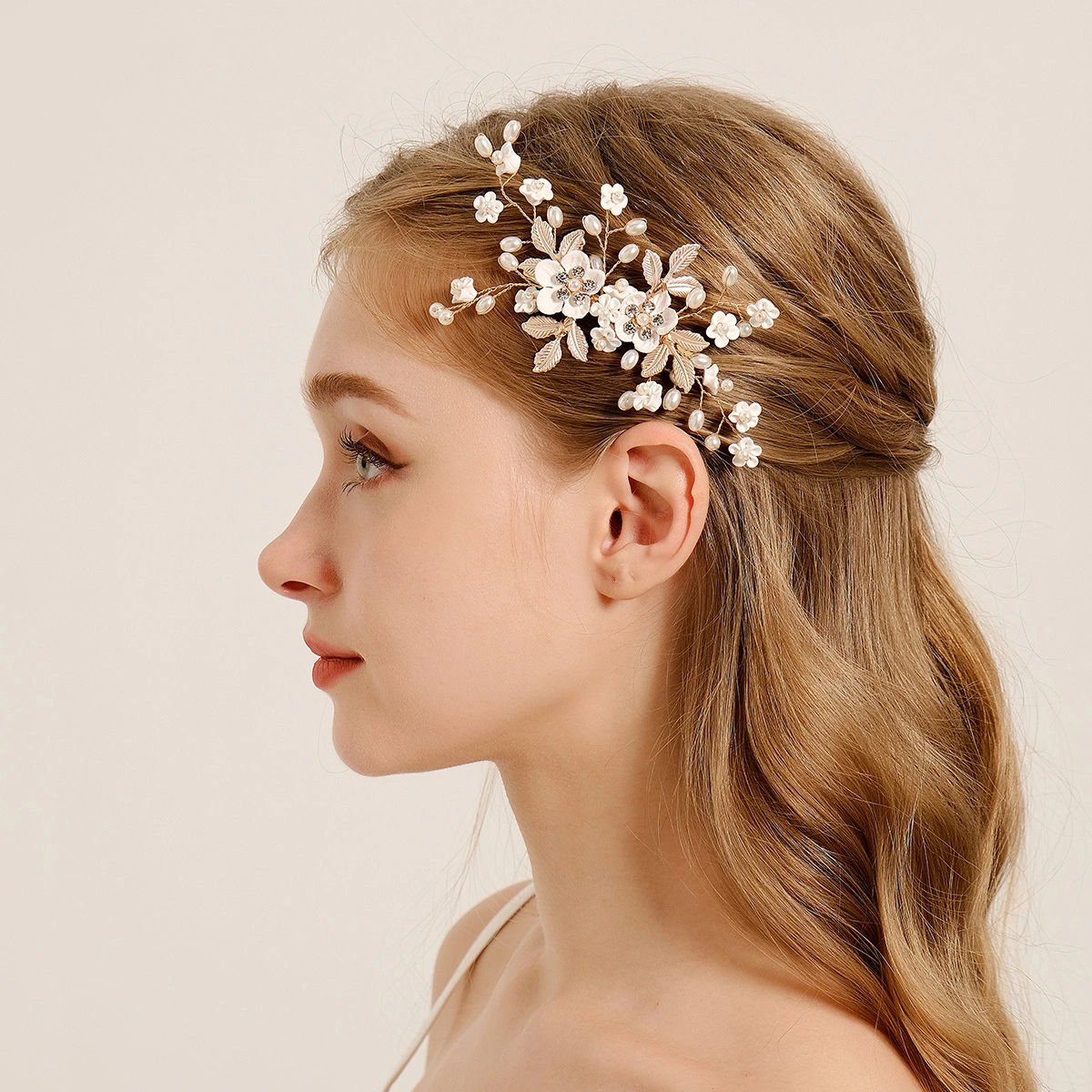 Vintage Handmade Polymer Clay Flower Hair Accessories Fashion Imitation Pearl Hair Clip For Women 1