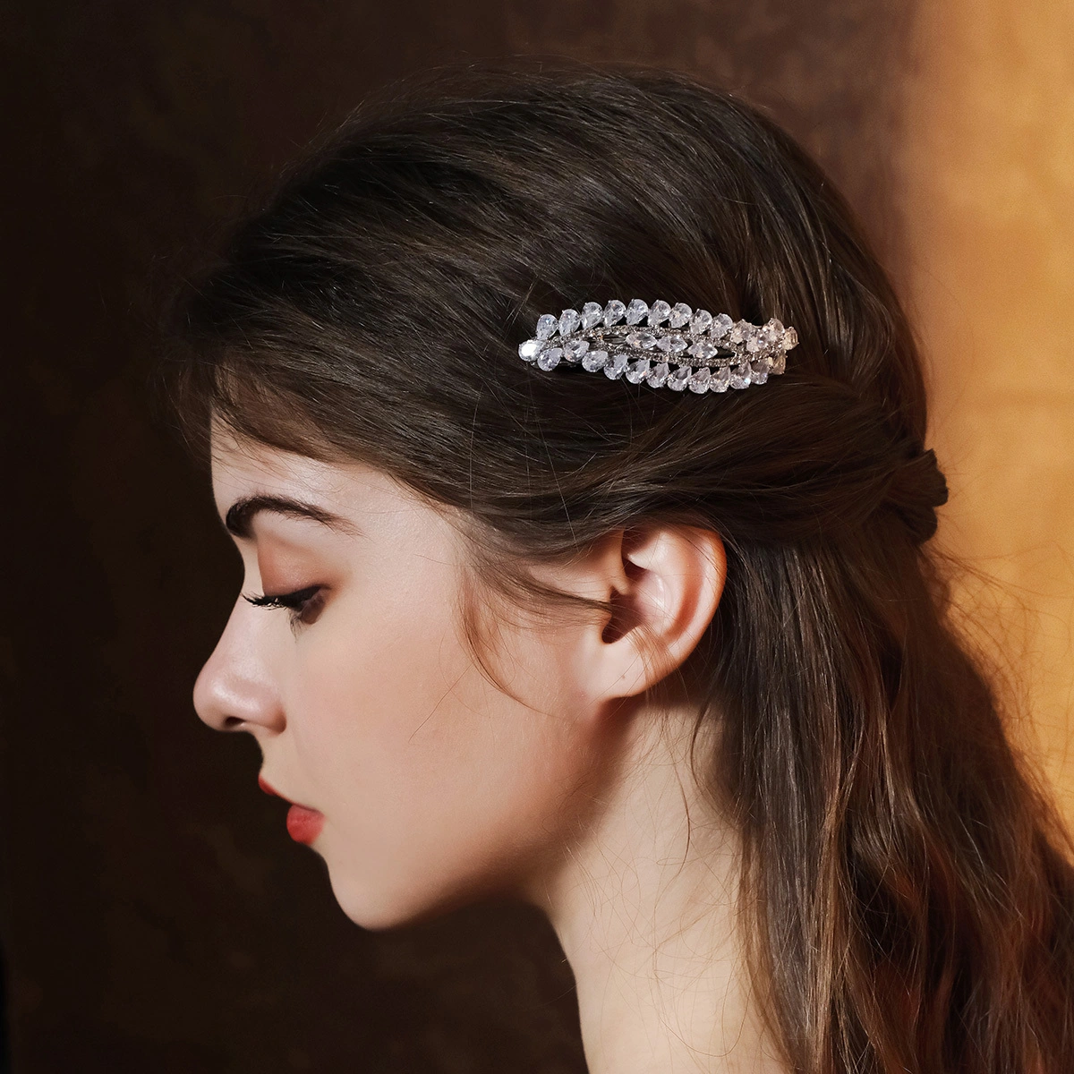 Light Luxury Minimalist Zircon Hair Clip Fashion Everyday Rhinestone Hair Clip 1