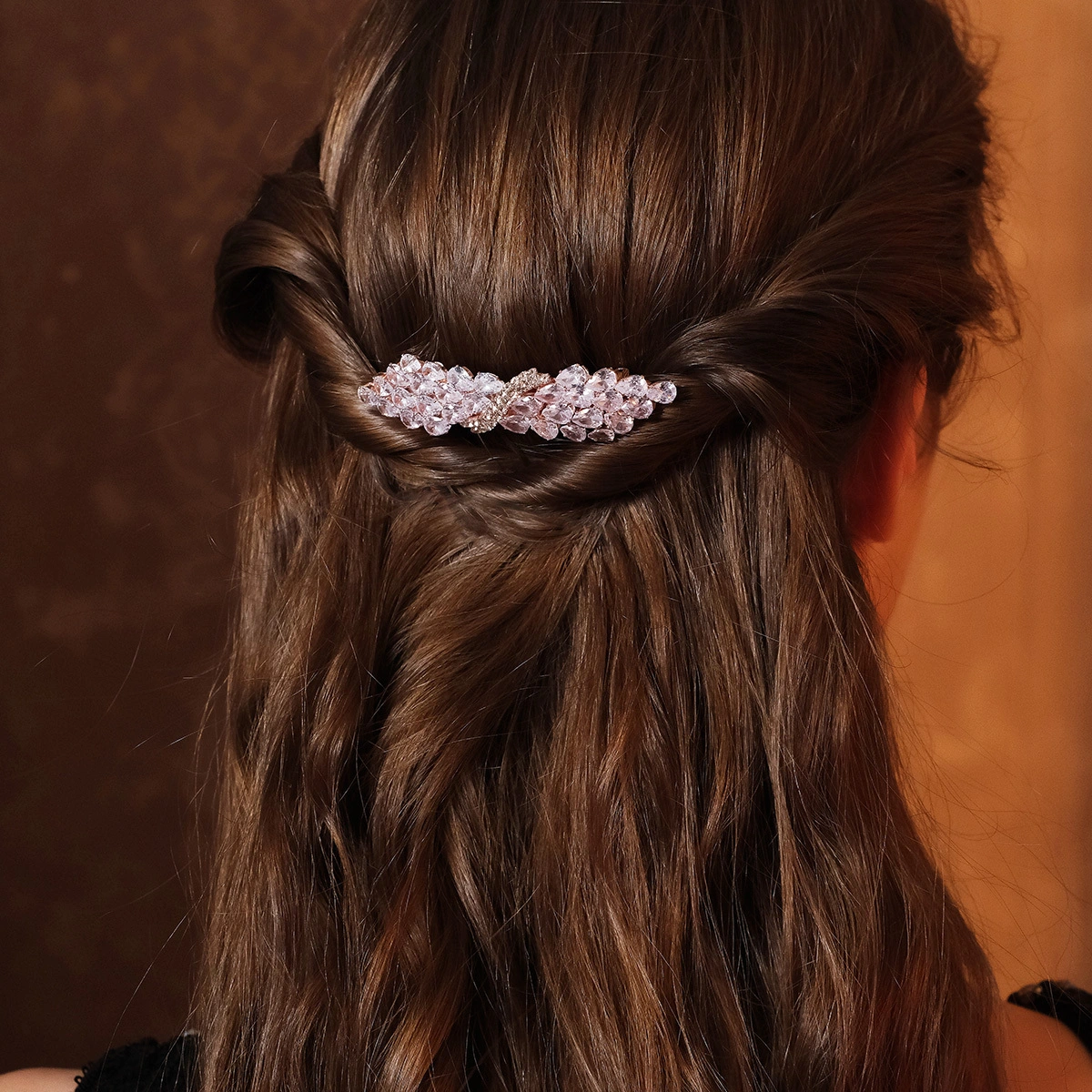 Fashion Zircon Hair Clip Simple Forest-Style Leaf Rhinestone Hair Clip For Women 1