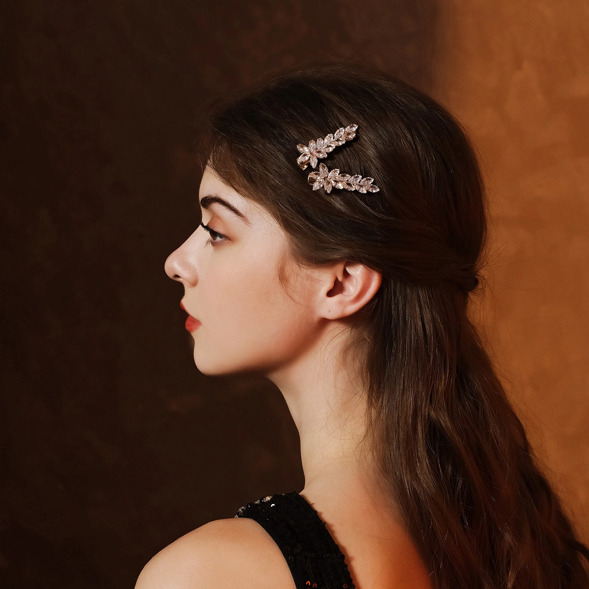 Simple Ins-style Zircon Hair Clip For Women Elegant Everyday Zircon Duckbill Clip 1