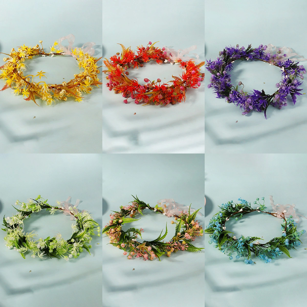 Elegant Forest Style Handmade Realistic Flower Headband Bridal Wedding Flower Crown 1