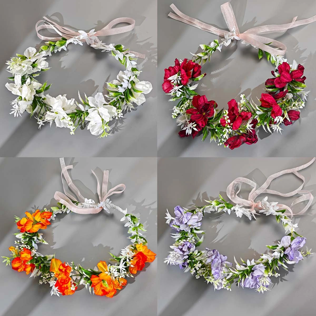 Spring Multicolor Handmade Fabric Floral Hair Accessories Fashion Bridal Flower Crown 1