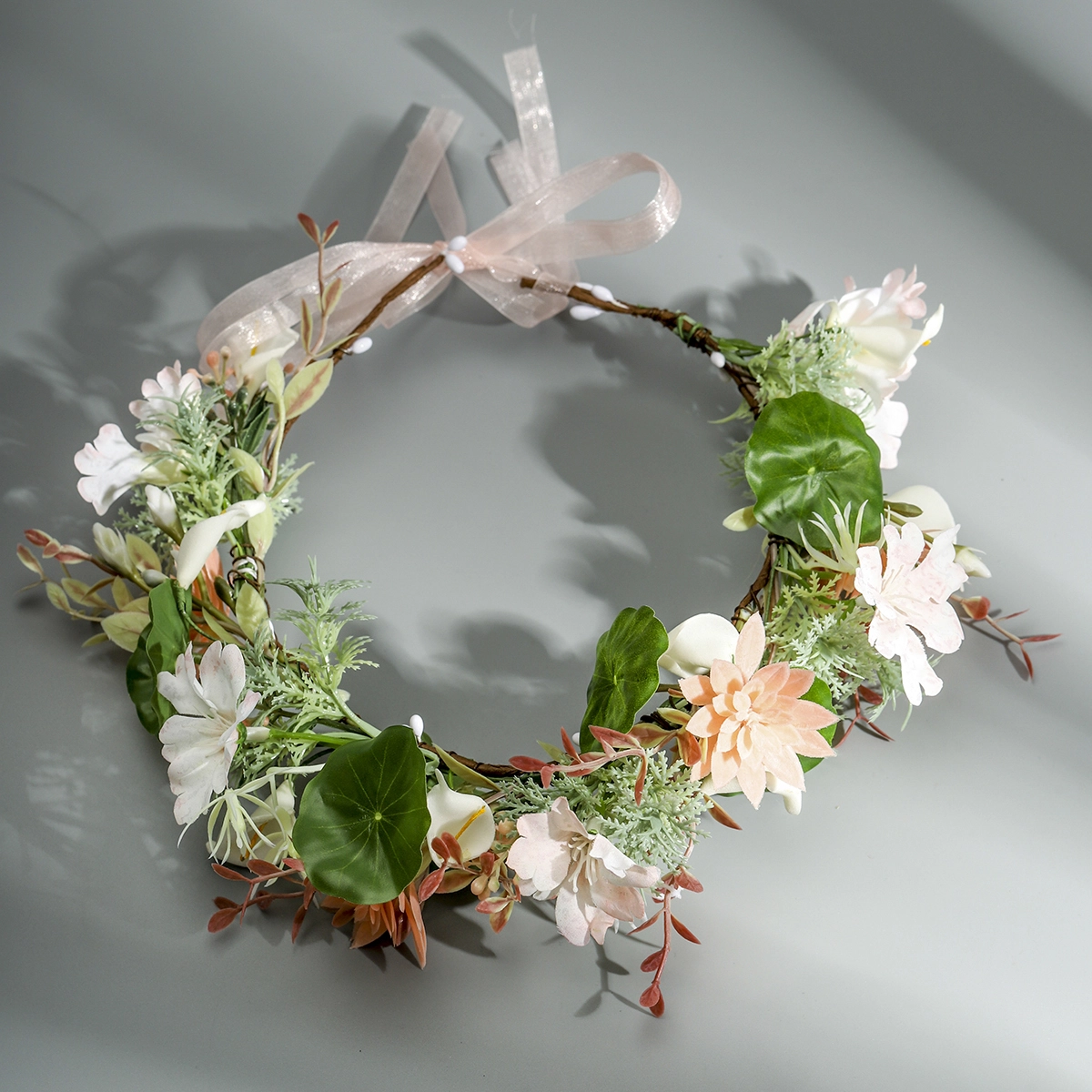 Wholesale Female Forest-Style Fabric Flower Hair Accessories Exquisite Bridal Wedding Flower Crowns 1