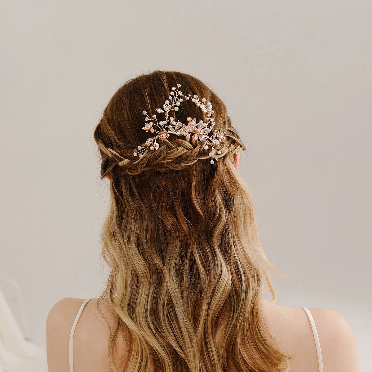 Fashion Metal Flower Leaf Hair Pins Exquisite Handmade Pearl Bridal Jewelry 1