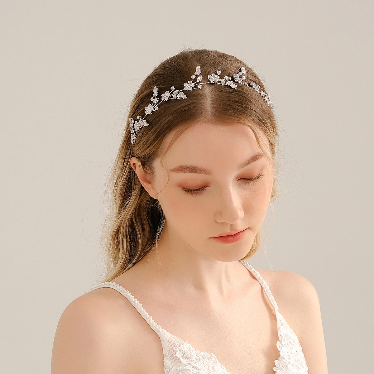 Sweet Vintage Bridal Hair Band Forest-style Zircon Flower Leaf Hair Vines 1