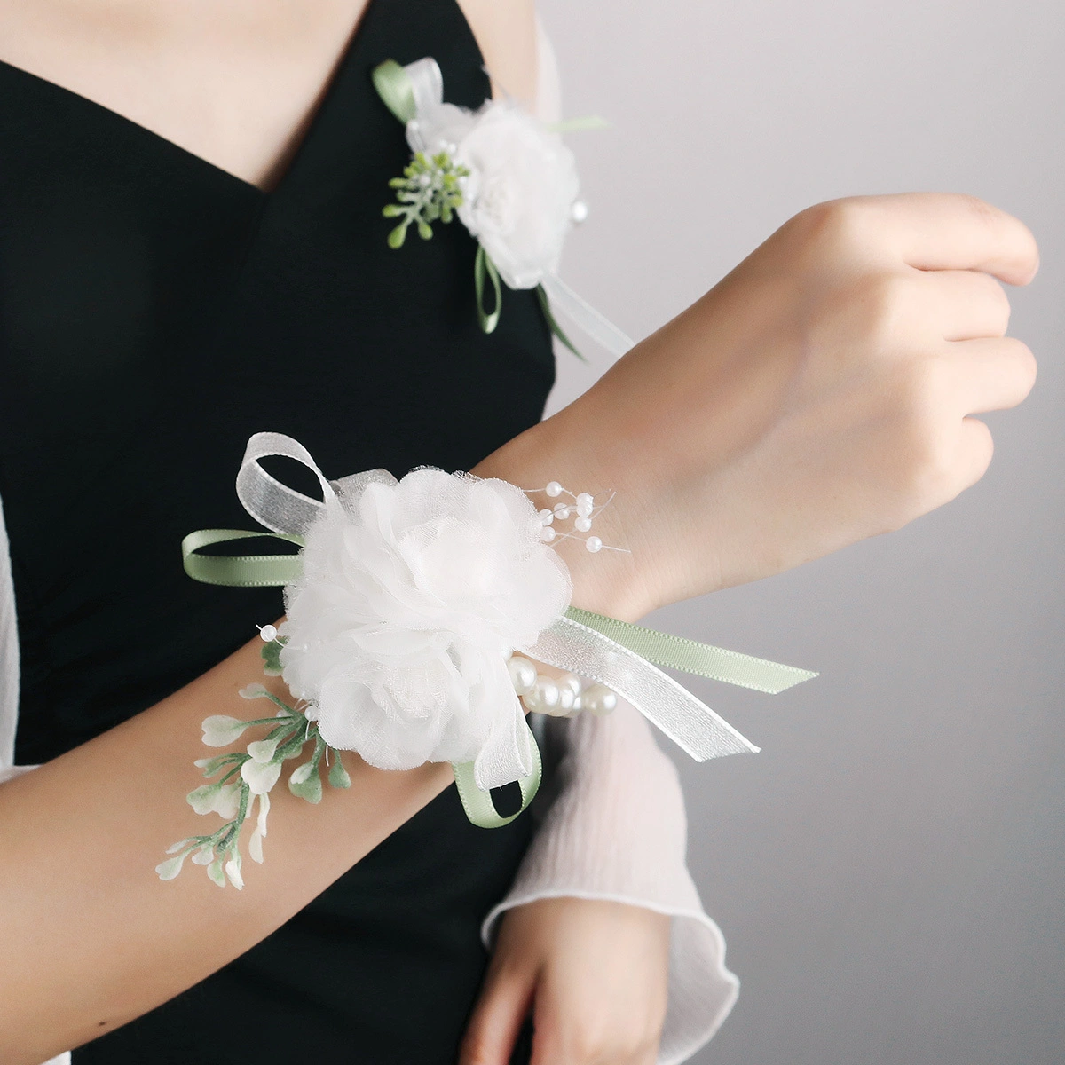 Elegant Wedding Imitation Pearl Wrist Flower for Wedding Handmade Princess Bangles Women Accessories 1