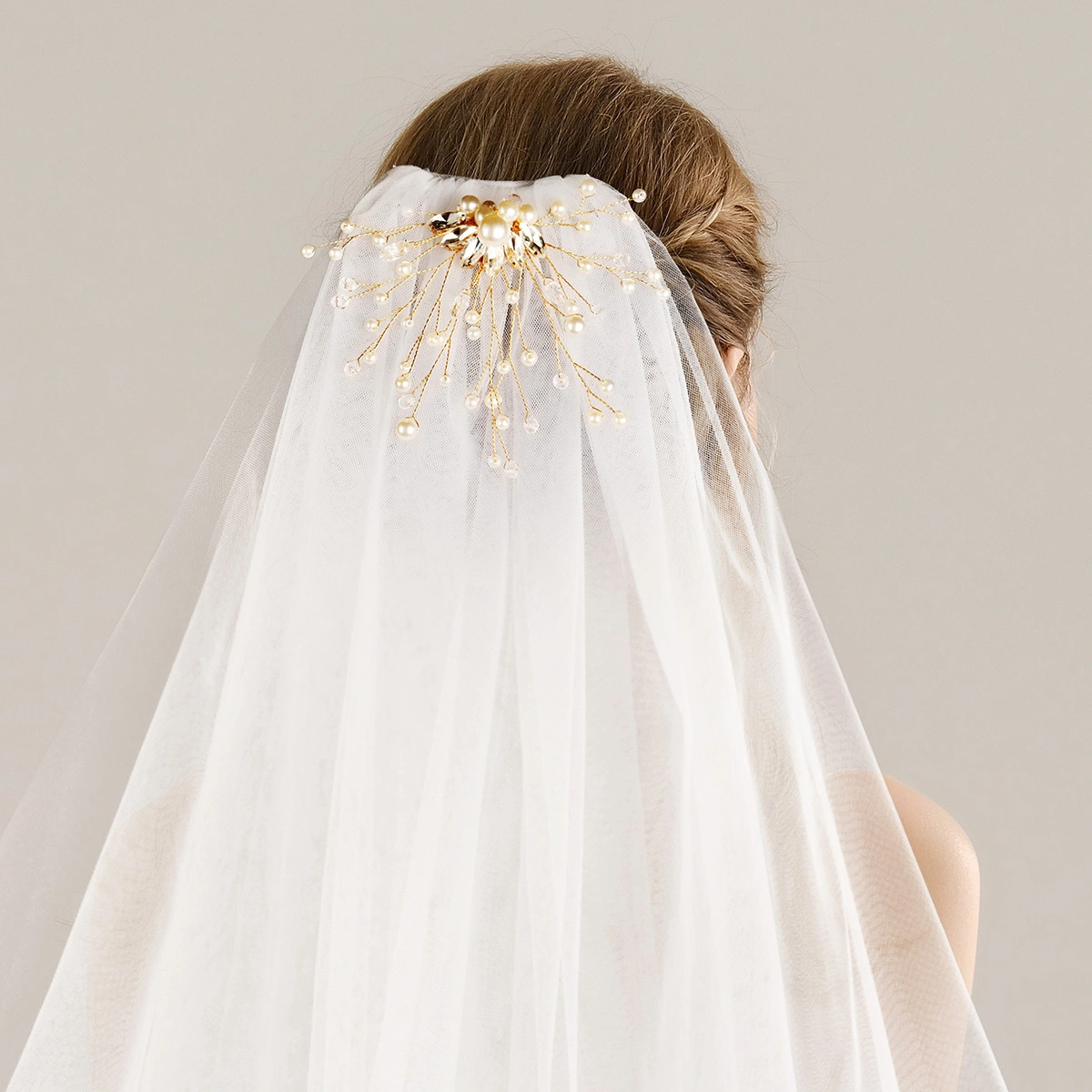 New Handmade Beaded Bridal Veil for Honeymoon Travel Photography Proposal  Accessories 1