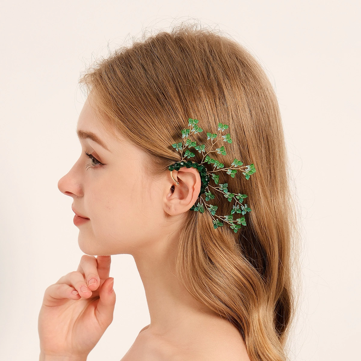 Exquisite Green Acrylic Butterfly Hoop Earrings Elegant Lady's Ear Hook Adorned with Green Crystal Beads 1