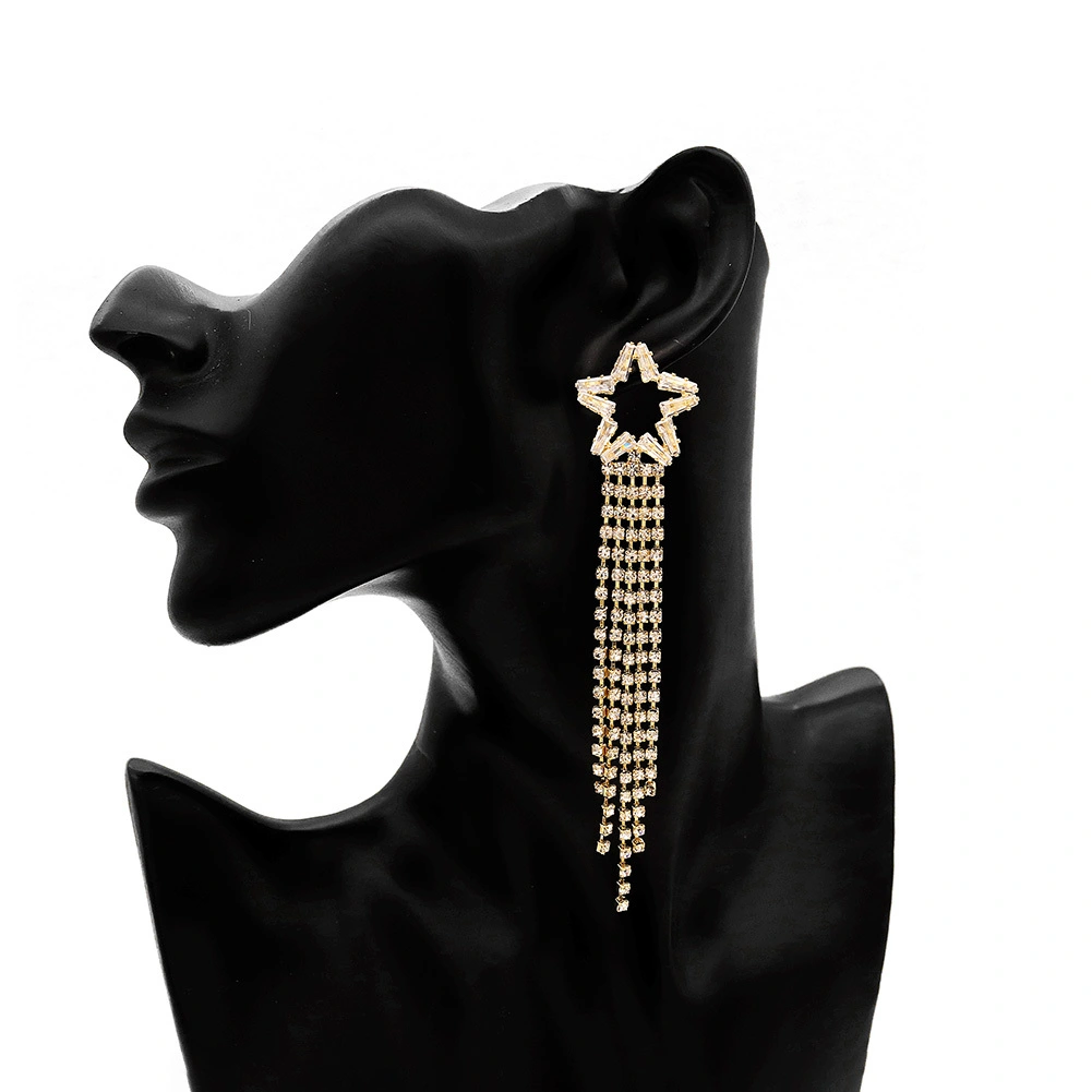 Wholesale Fashion Sweet Zircon Star Earrings Exquisite Tassels Elegant Women's Accessories 1