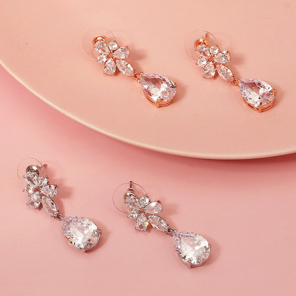 Exquisite Bridal Wedding Zircon Drop Earrings Fashion Female Party Jewelry Daily Drop Earrings 1