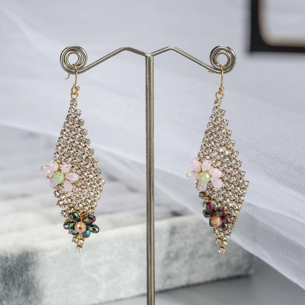 Exquisite Luxurious Ear Jewelry Fashion Crystal Long Drop Earrings Elegant Women's Tassel Earrings 1