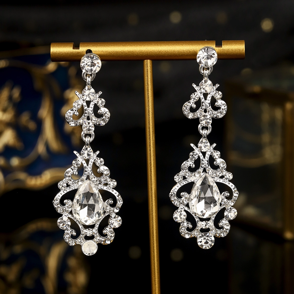 Delicate Women's Rhinestone Earrings Elegant Long Drop Earrings Simple Stylish Daily Accessories 1
