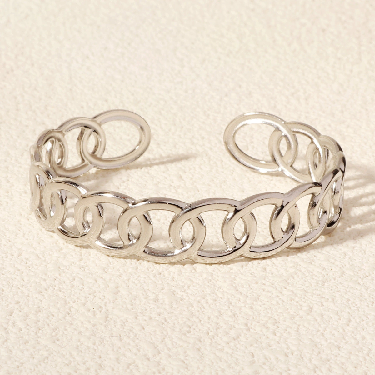 Fashion Stainless Steel Open Bracelet Geometric Chain Bangles Simple Women's Jewelry Accessories 1