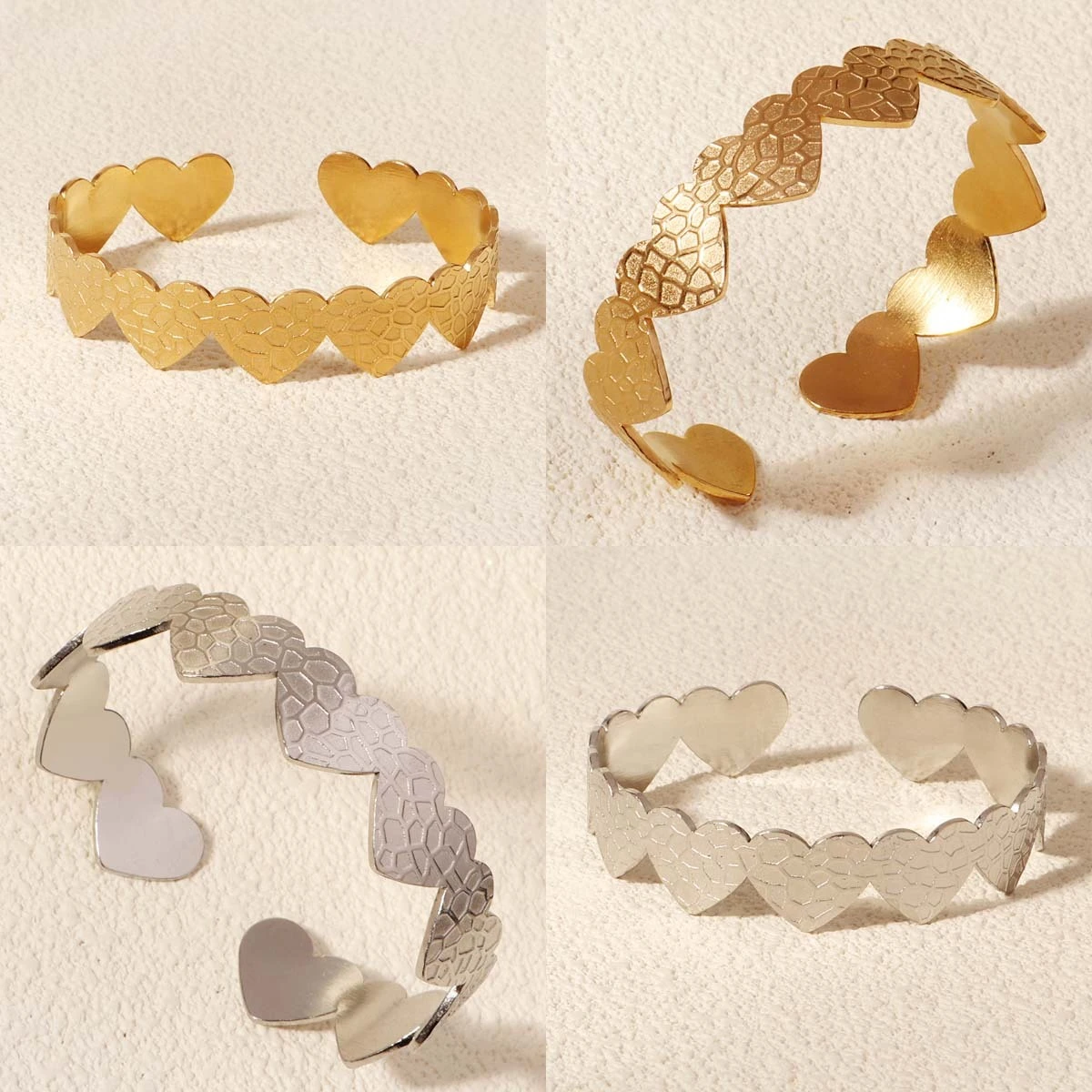 Luxury Heart 18k Gold Plated Bracelet Wedding Bridal Jewelry Women Accessories Bangles 1