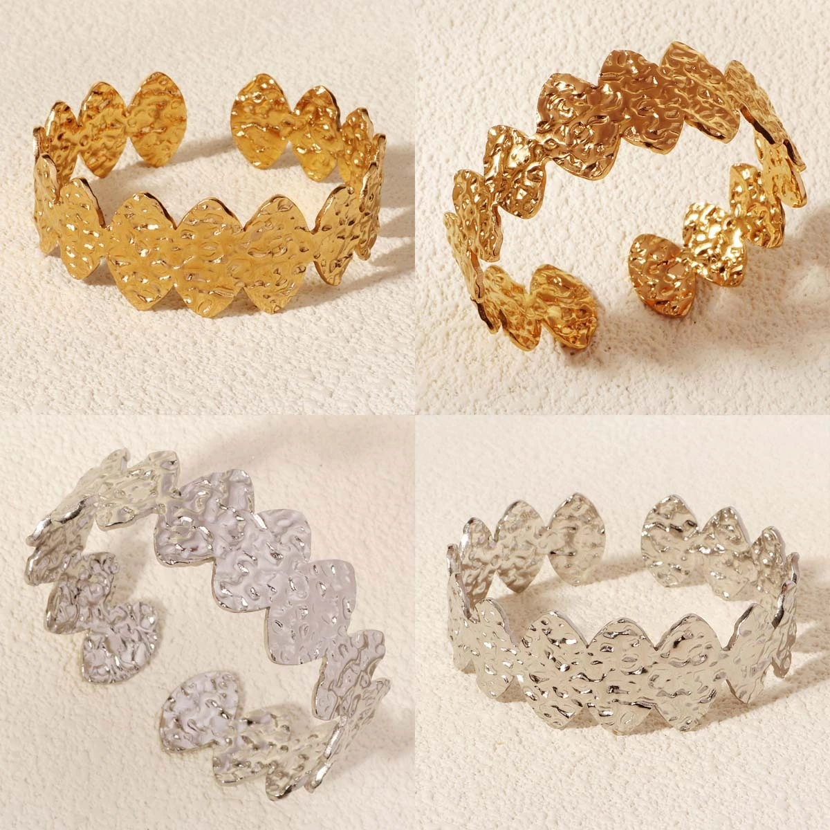 Fashion Texture Design Open Bracelets 18K Real Gold Plating Stainless Steel Bangles Women Jewelry Accessories 1