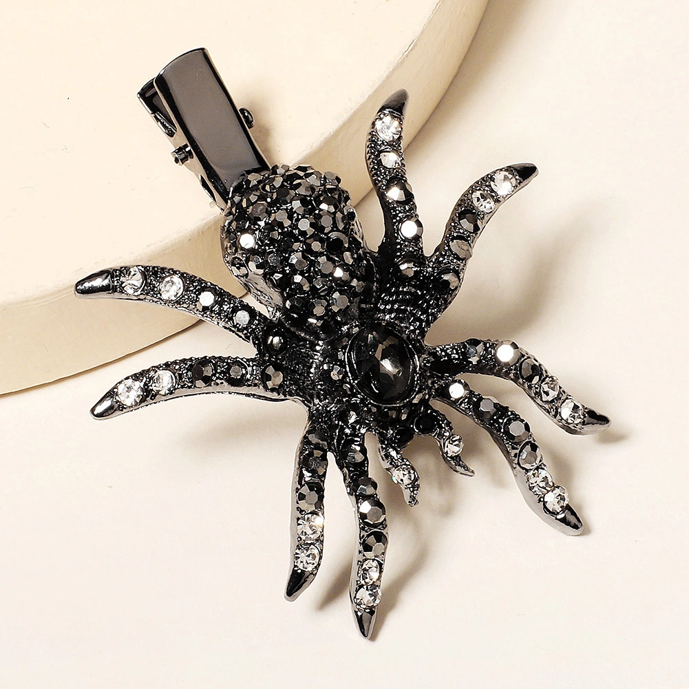 Fashion Halloween Hair Accessories Unique Spider Rhinestone Hair Clips Niche Design Side Clips 1