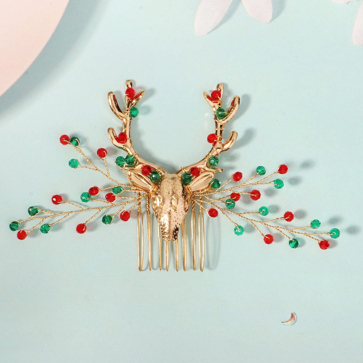 Fashion New Trendy Christmas Reindeer Antler Hair Comb Handmade Hair Jewelry Festival Hair Accessories 1