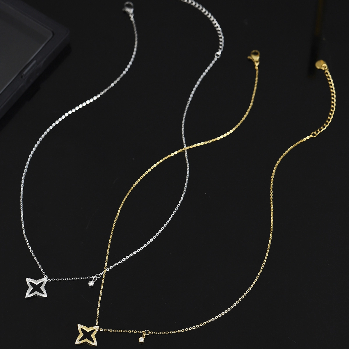 Nuevo colgante minimalista de estrella, collar de circonita de moda, collar versátil de acero inoxidable para mujer 1