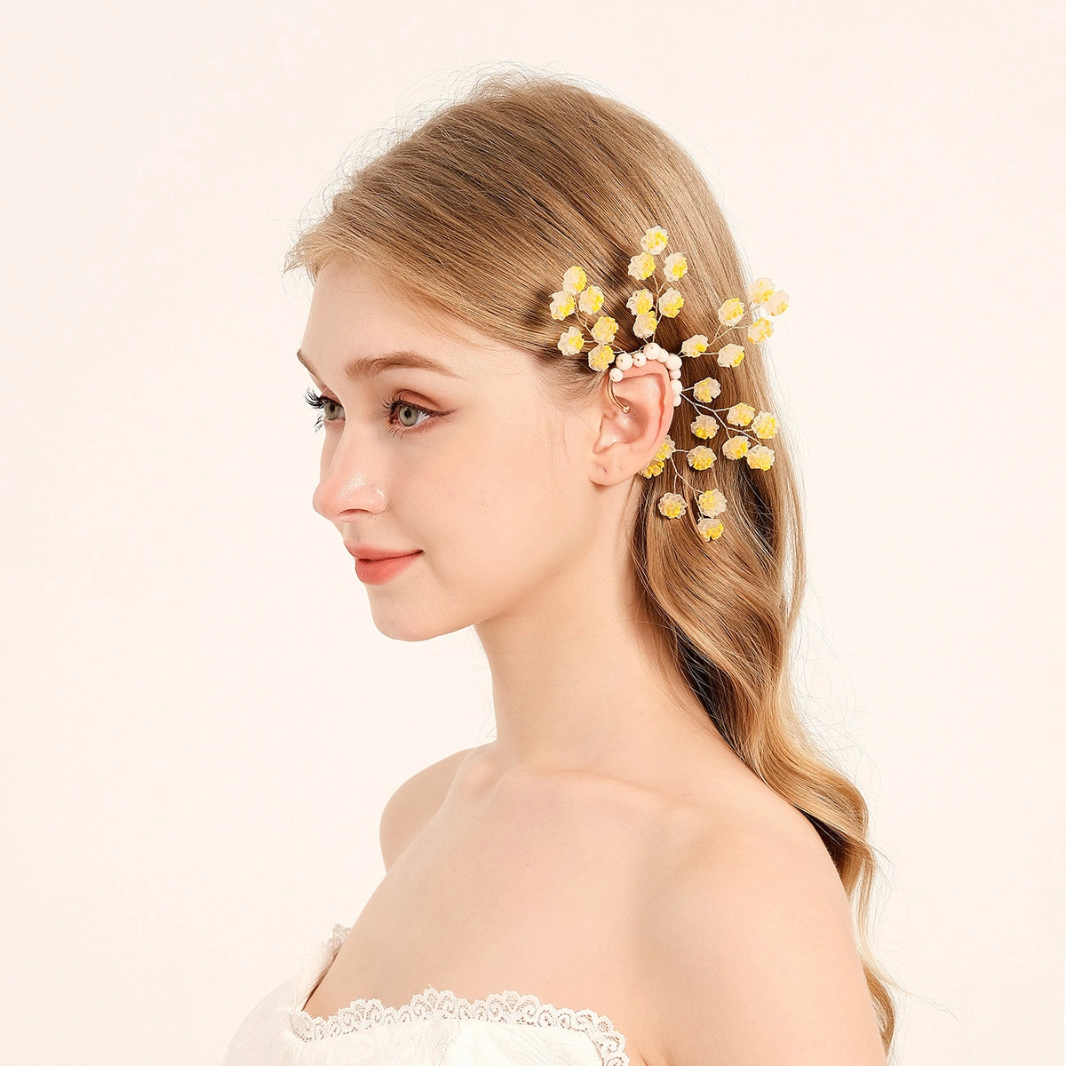 Pendientes de aro con forma de flor acrílica, hechos a mano, con cuentas de cristal, para decoración 1