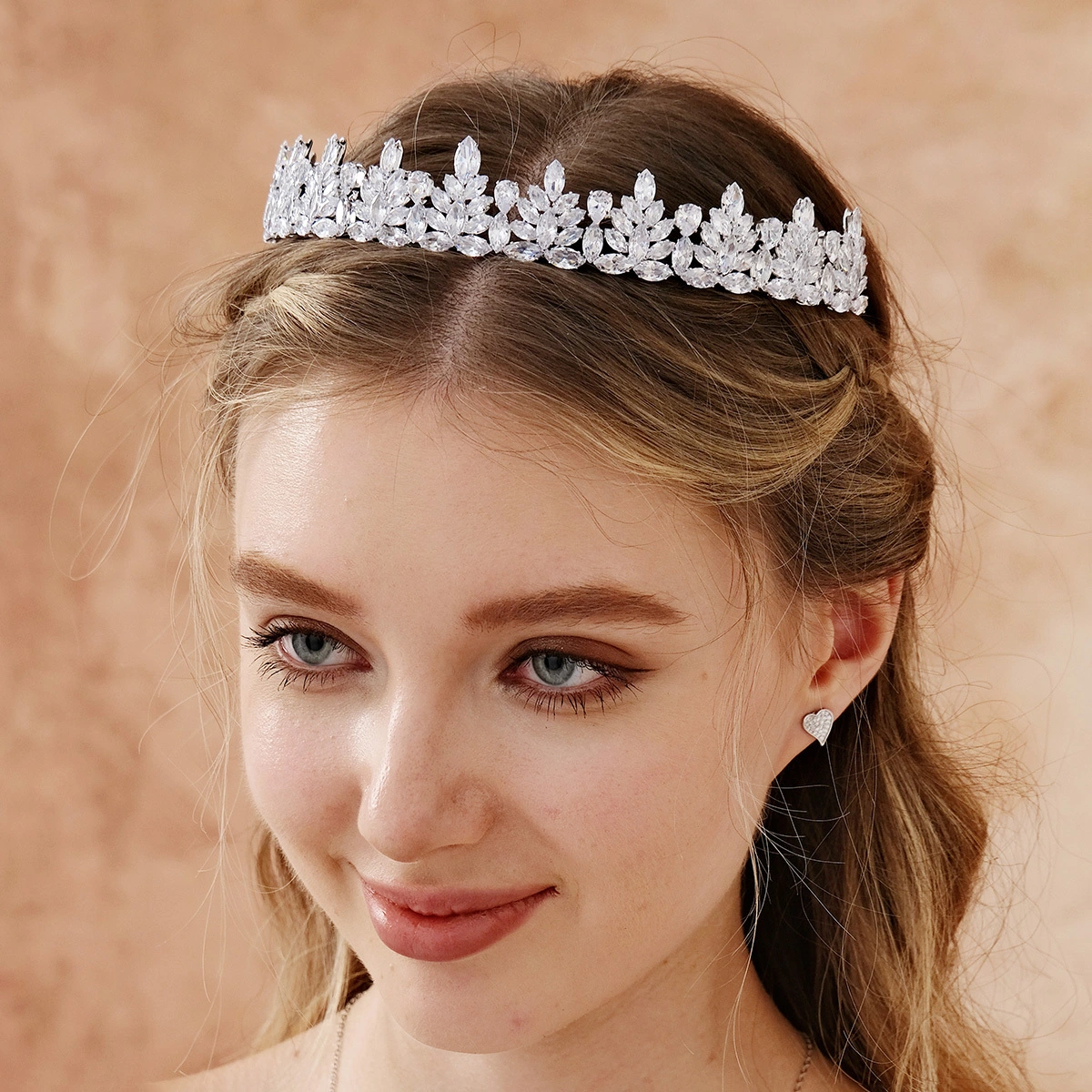 Exquisita corona de circonita brillante, tocado de princesa de lujo, tiara nupcial para boda, accesorios para mujer 1