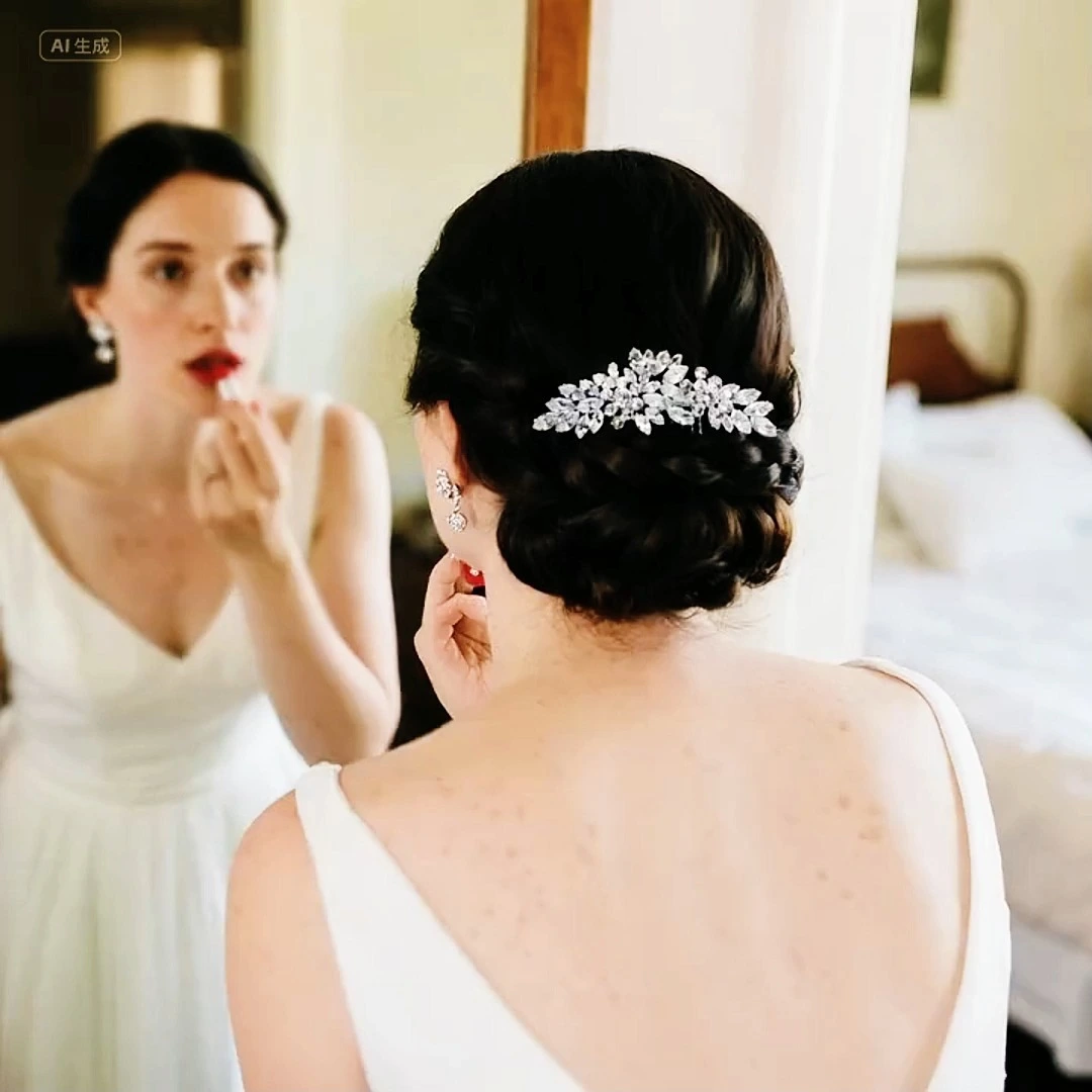 Peineta ligera de lujo con diseño de flor de circón para el pelo, estilo bohemio y versátil, para mujer, para novia o boda. 1