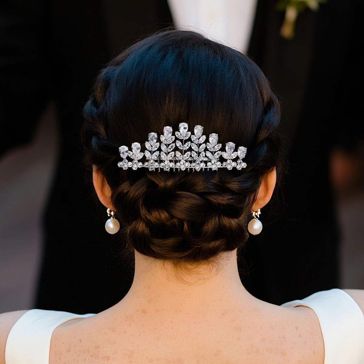 Peineta de circonita de estilo europeo y americano para novia, sencilla y versátil, para boda, joyería para mujer 1