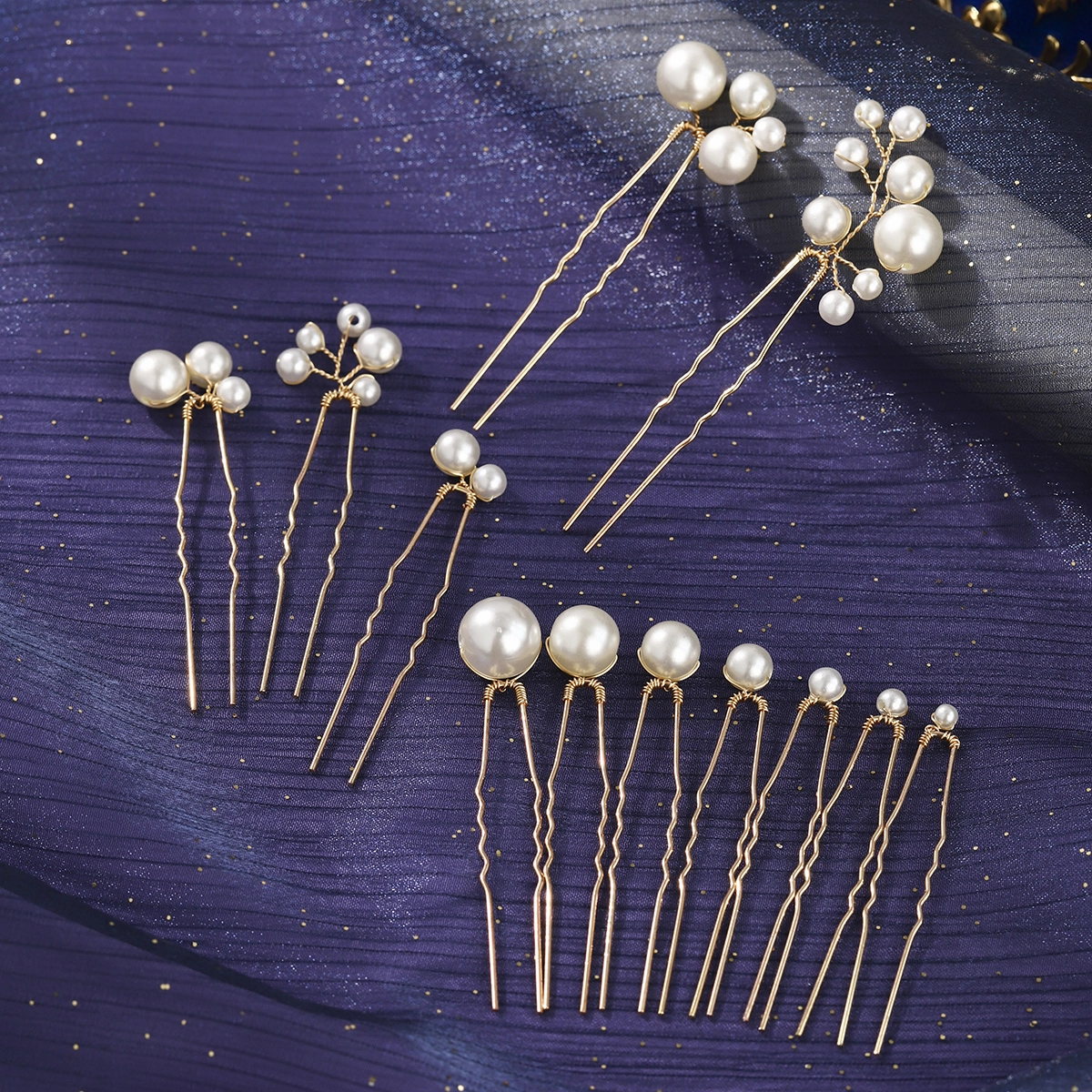 Dulces horquillas para el cabello de novia, hechas a mano, con perlas, juego de diadema en forma de U, accesorios sencillos para recogidos. 1