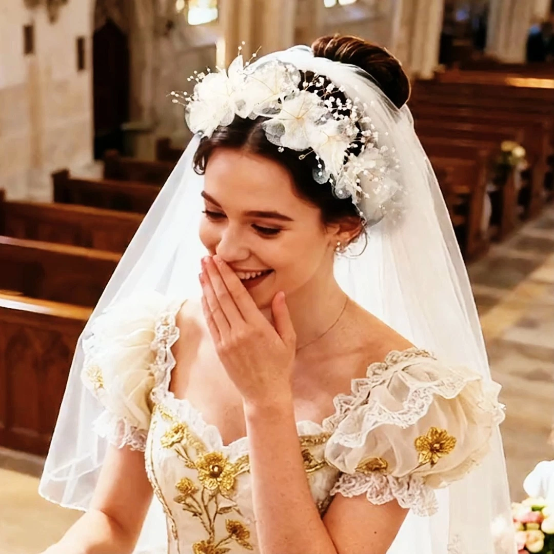 Diadema nupcial con cuentas de cristal, estilo bosque, diademas con flores artificiales, accesorios para el cabello para niñas. 1