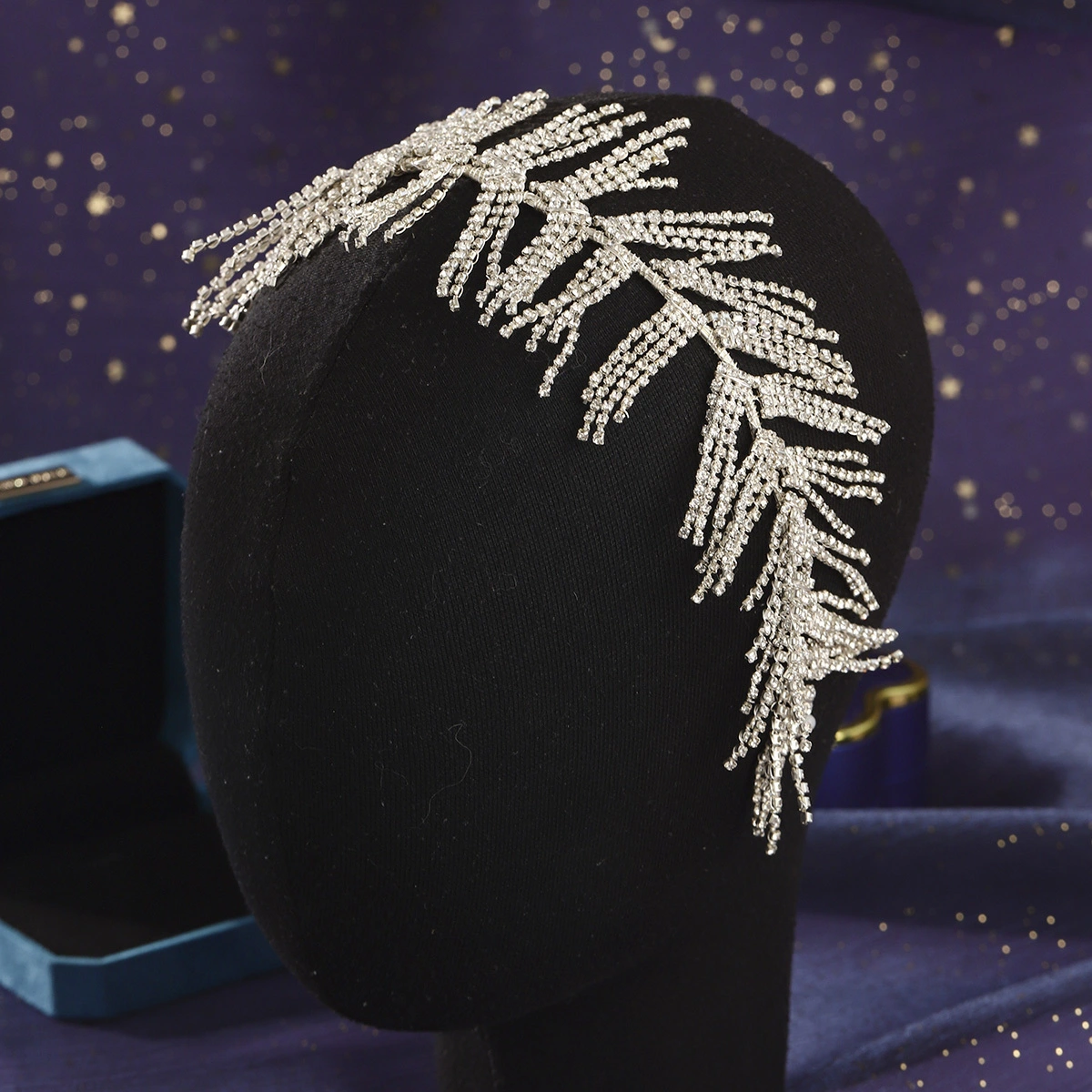 Nueva diadema hecha a mano con pedrería, exquisita diadema con borla brillante, accesorios de boda para novias 1