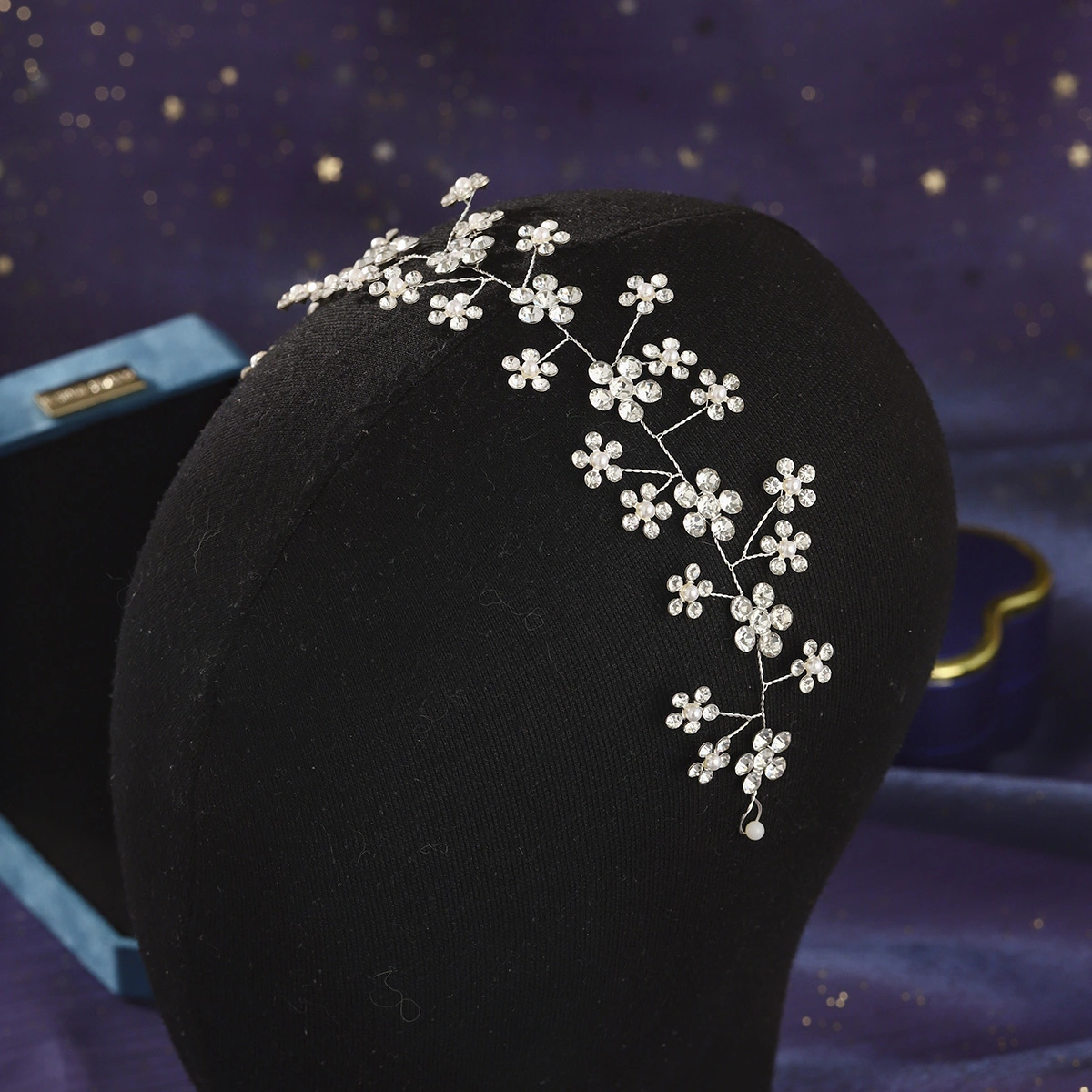 Diadema exquisita con flores de diamantes de imitación, accesorios de boda para novias, cómoda y elegante para peinados recogidos. 1