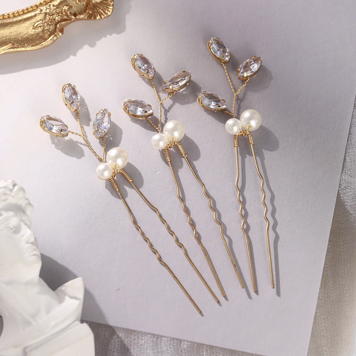 Nueva horquilla de circonita versátil, estilo minimalista, para recogidos, juego de 3 piezas, accesorios para el cabello de novia o boda. 1