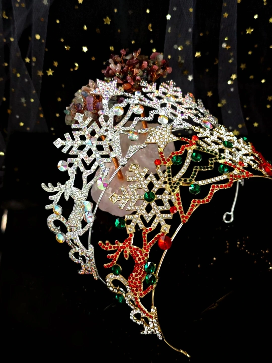 ¡Oferta especial! Corona navideña con forma de alce y copo de nieve, adornada con diamantes de imitación. Ideal para fiestas navideñas. 1