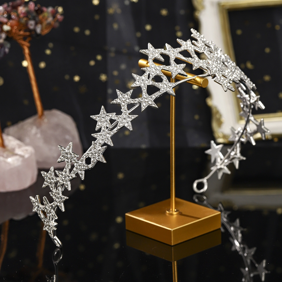 Nueva tiara de princesa con diseño de estrella y brillantes diamantes de imitación, accesorio versátil para cumpleaños, bodas y banquetes. 1