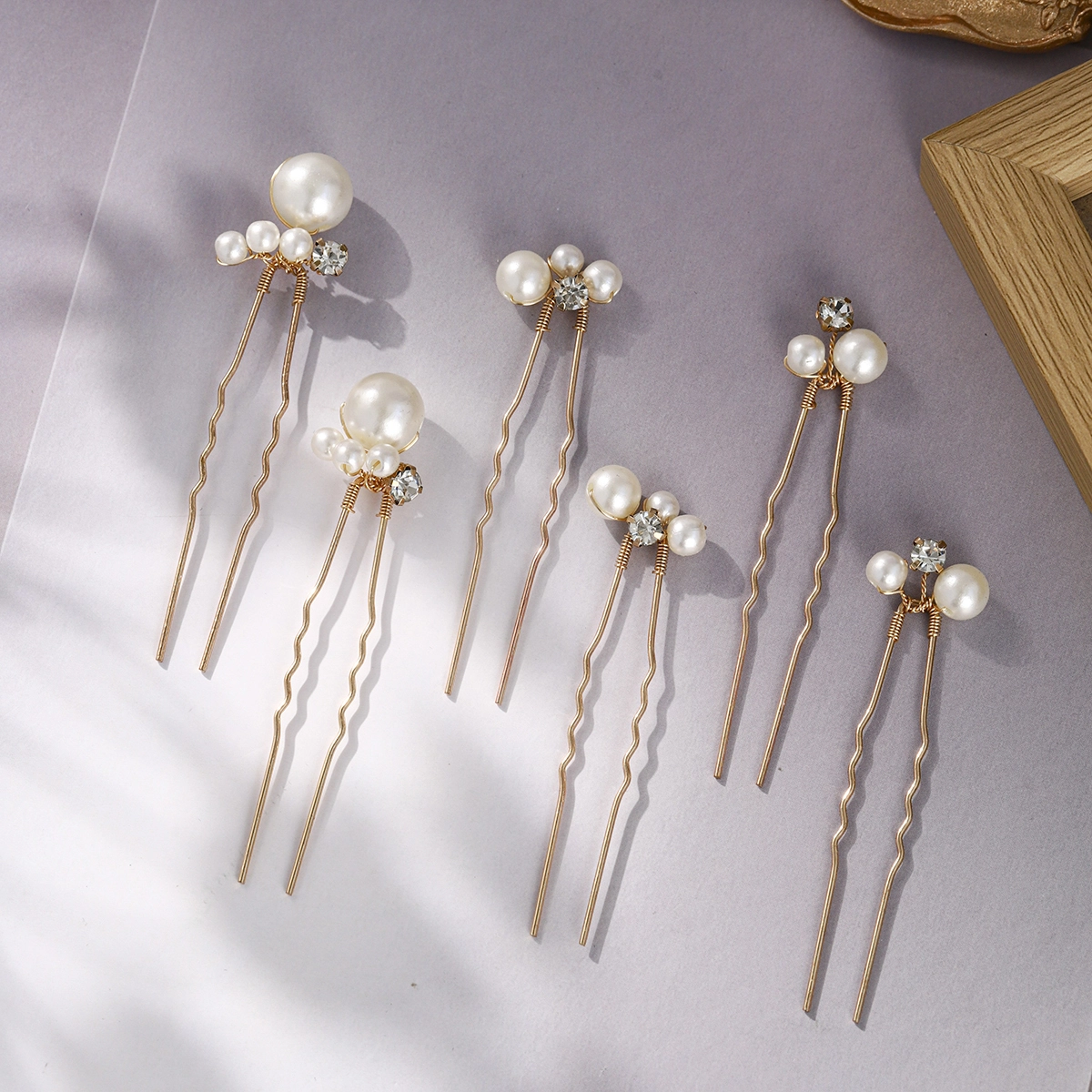 Tocado de novia minimalista con perlas y diamantes de imitación para banquetes, fiestas, bodas, peinados trenzados. 1