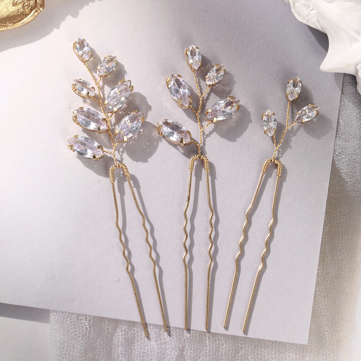 Horquillas de circonita hechas a mano, exquisitas y versátiles, para novias, bodas, accesorios diarios para mujer. 1