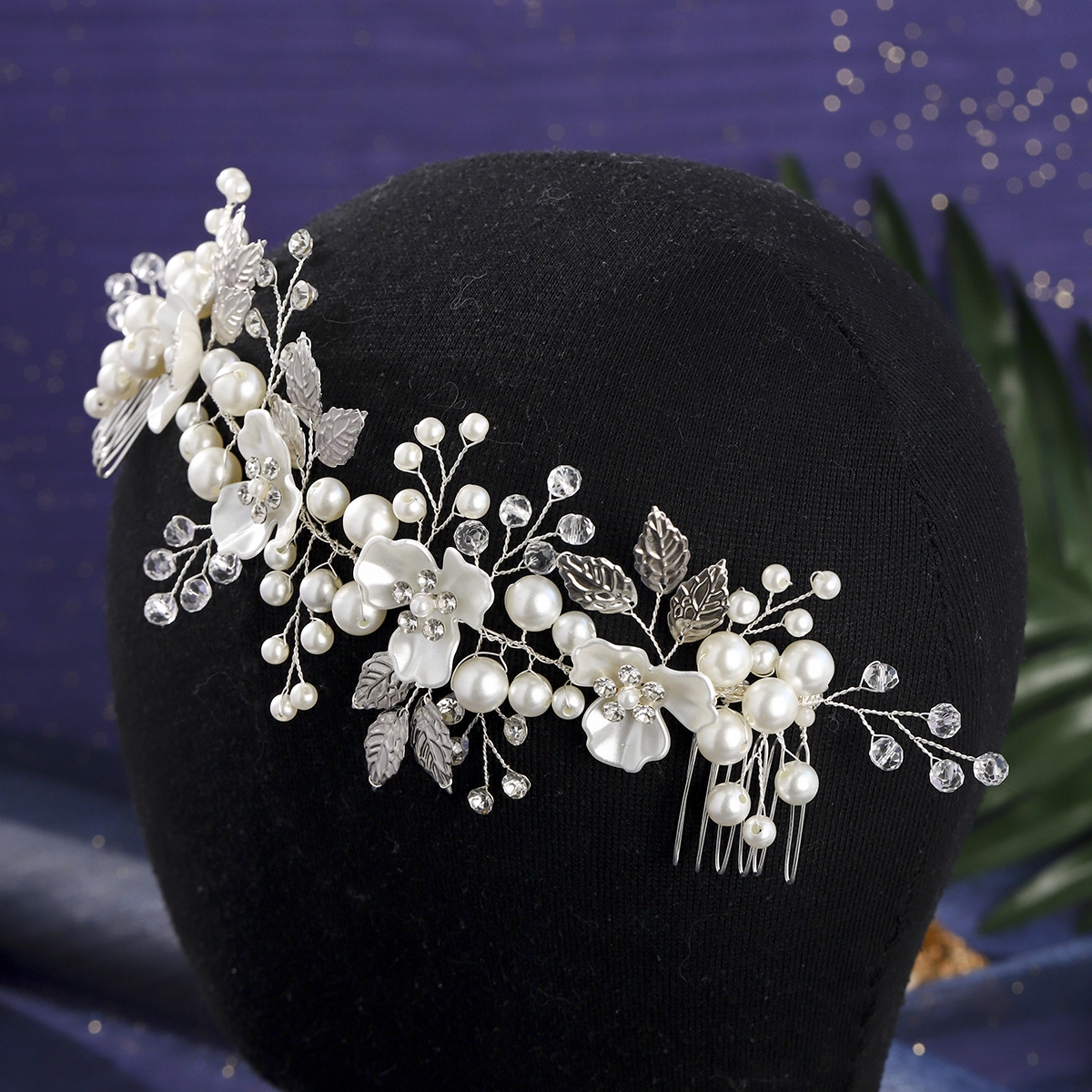 Exquisita diadema nupcial de doble peineta para boda, nueva diadema de flores hecha a mano para bailes, fiestas y actuaciones. 1