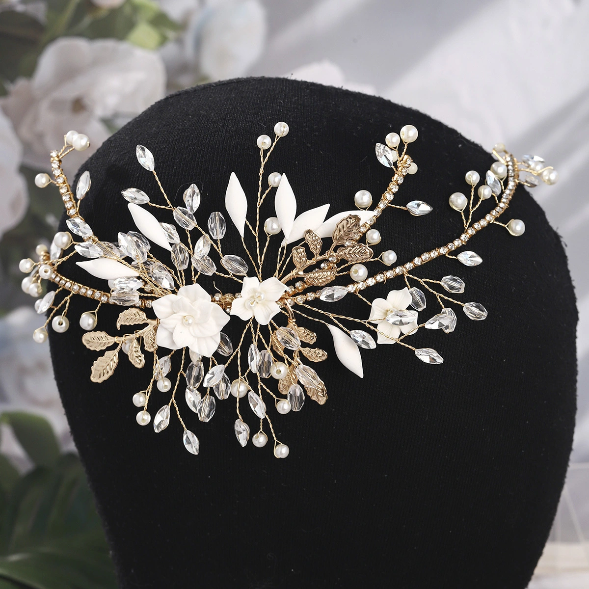 Tocados de novia para boda, exquisitas diademas de flores de arcilla polimérica, accesorios para el cabello hechos a mano. 1