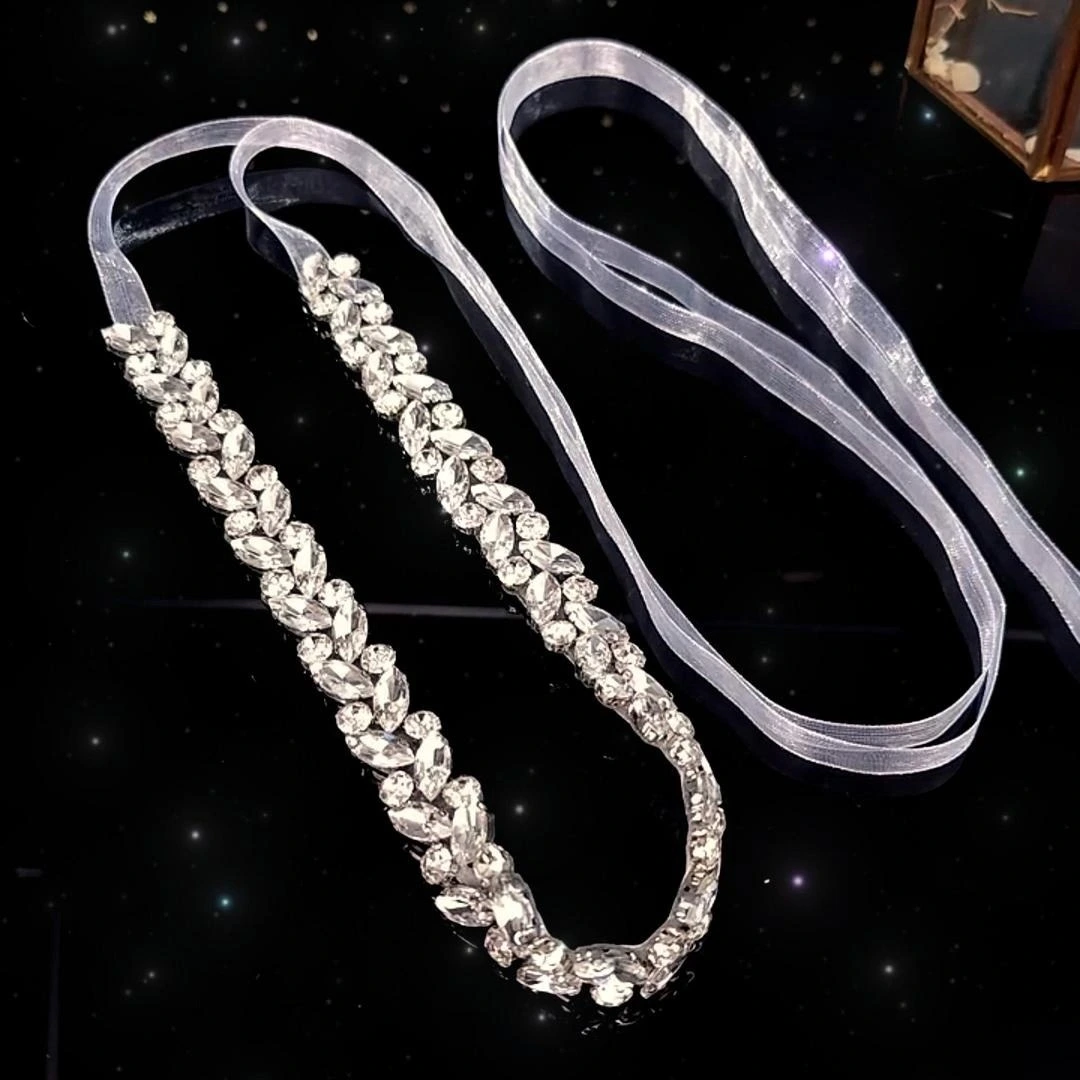 Cinturón de novia con diamantes de imitación de Miallo, estilo sencillo y elegante, accesorio para mujer para banquetes, bodas y fiestas. 1