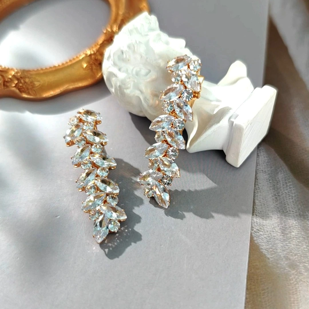 Nuevas pinzas para el pelo laterales con circonitas brillantes, estilo bosque, tocado versátil para mujer para uso diario, fiestas de graduación y citas. 1