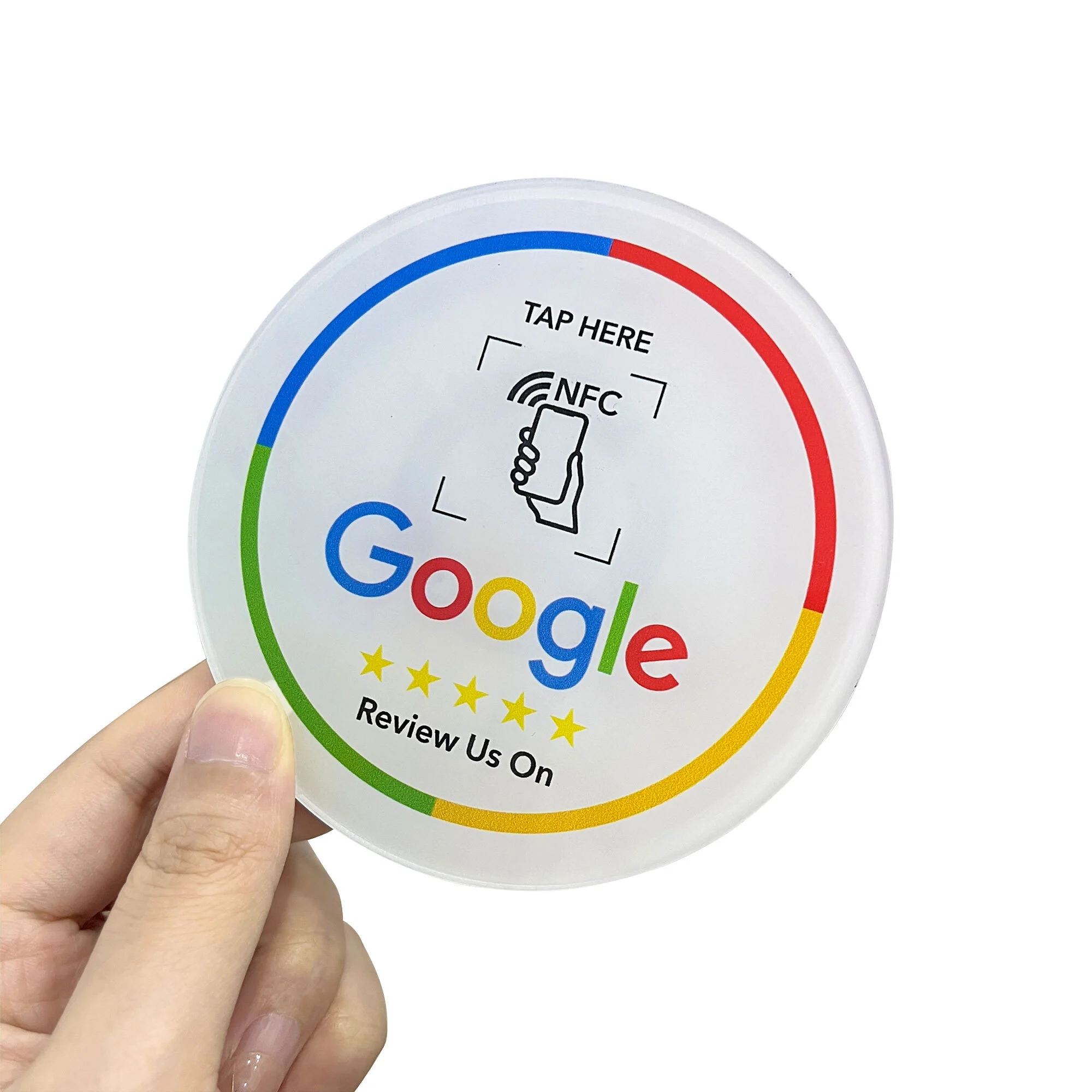 لوحة مراجعة NFC من الأكريليك مخصصة مستديرة للتواصل الاجتماعي 1