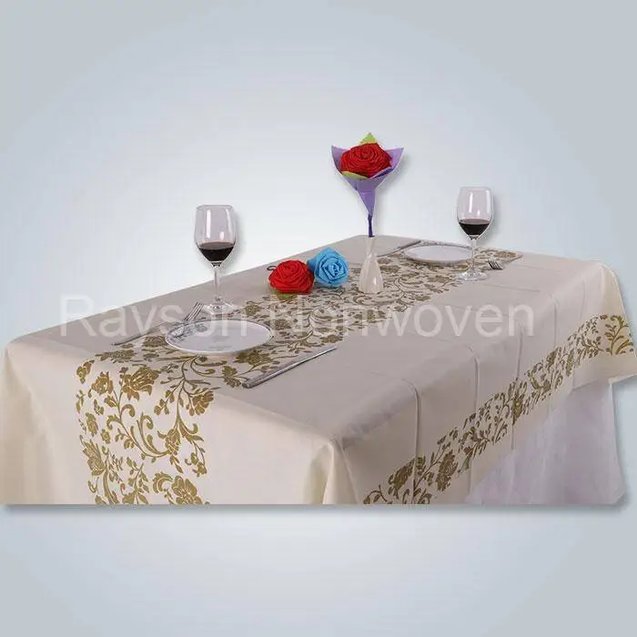 Printed tnt tablecloth, spunbond non woven table cover in various colors RS-TC03 1
