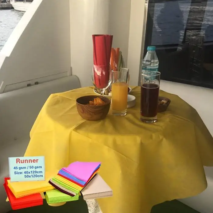 rayson nonwoven,ruixin,enviro Yellow 45gram 100*100cm square table cloth Non Woven Tablecloth image84