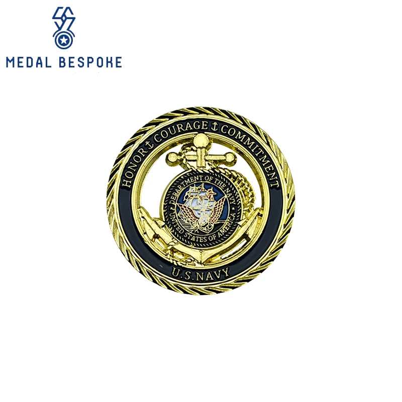 Moneta della sfida di Natale scavata con logo personalizzato della barca a vela: medaglia su misura 1