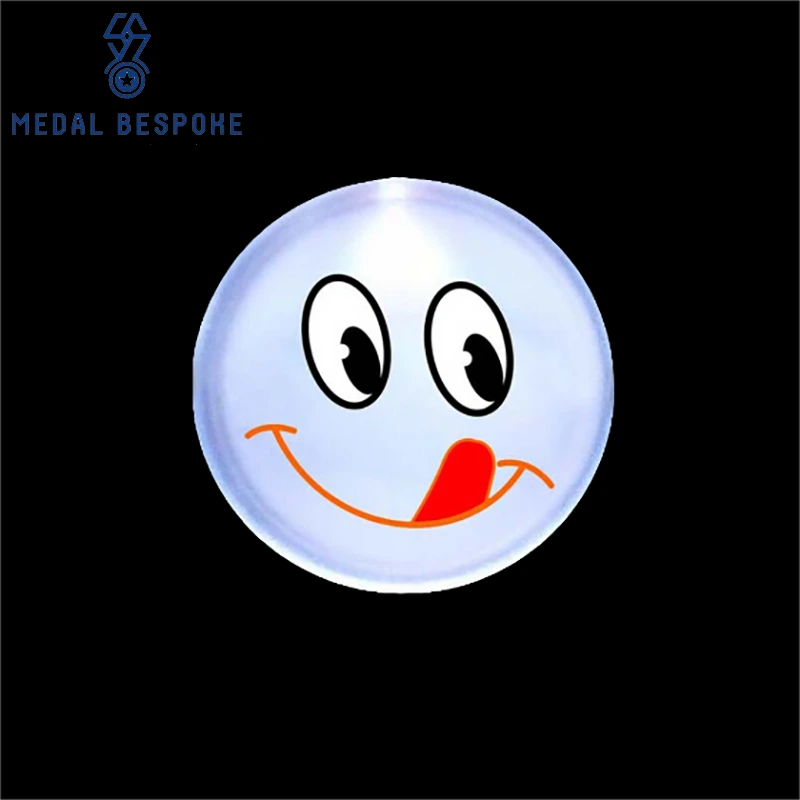 Customizable Smiley Face LED Badges — Medal Bespoke 1