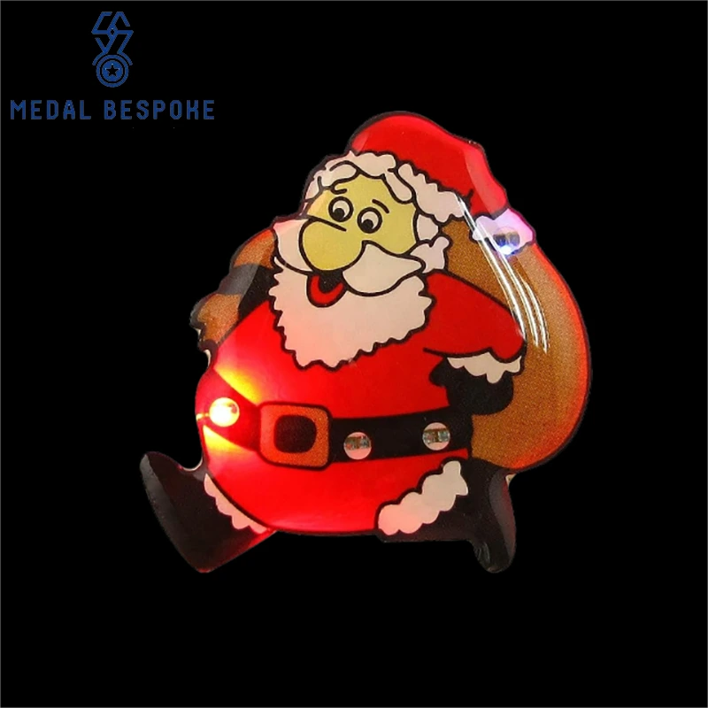 Badge personalizzabili con Babbo Natale a LED: medaglia su misura 1