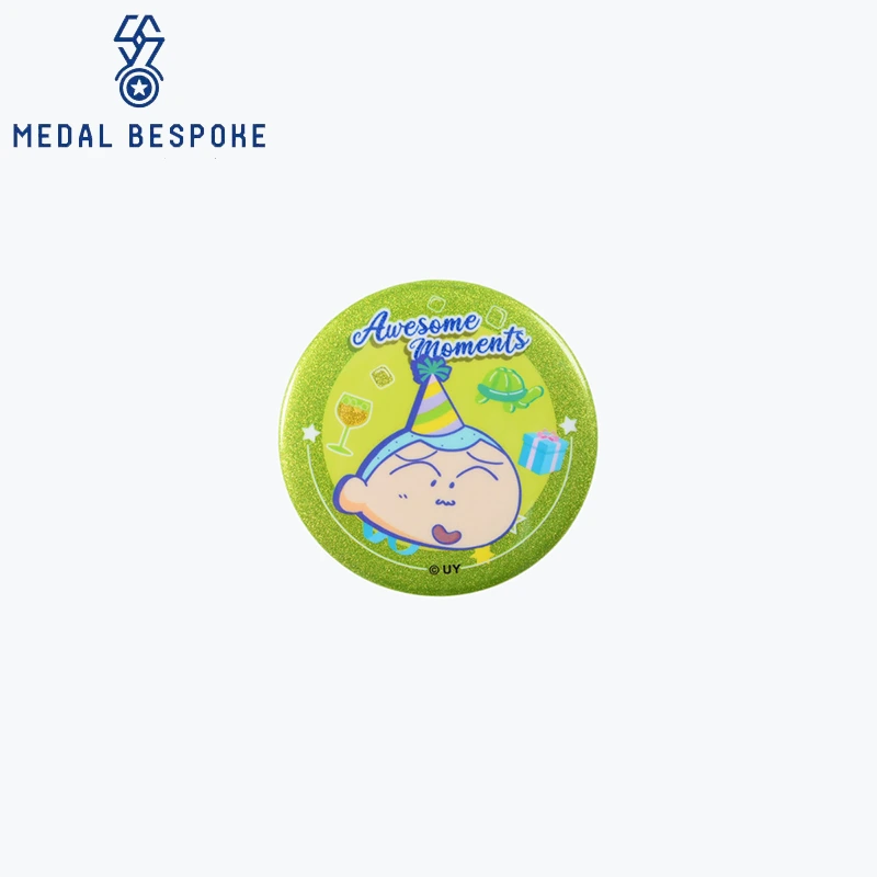 Customizable Sparkling Glitter Cartoon Tinplate Badges — Medal Bespoke 1